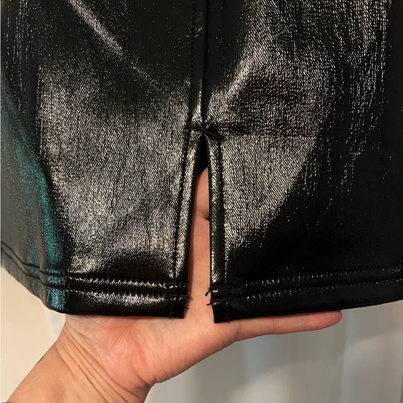 Free People Black Faux Leather Mini Skirt EUC - Picture 2 of 8